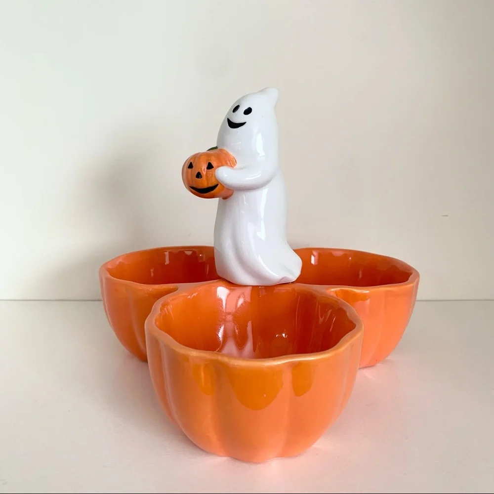 Vintage Halloween ghost ceramic dish